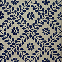 TalaMex Meshed Blue Leaves Talavera Mexican Tile