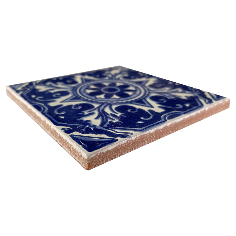 TalaMex Blue Forest Talavera Mexican Tile Close-Up