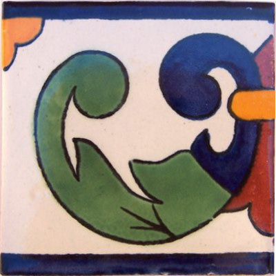 Right Green Greca Talavera Mexican Tile