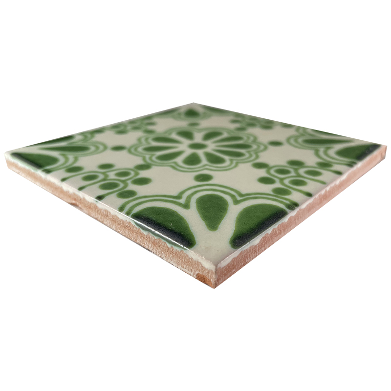 TalaMex Green Bouquet Talavera Mexican Tile Close-Up