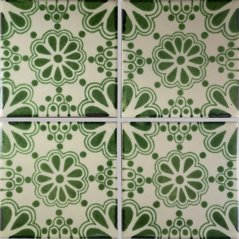 TalaMex Green Bouquet Talavera Mexican Tile Details