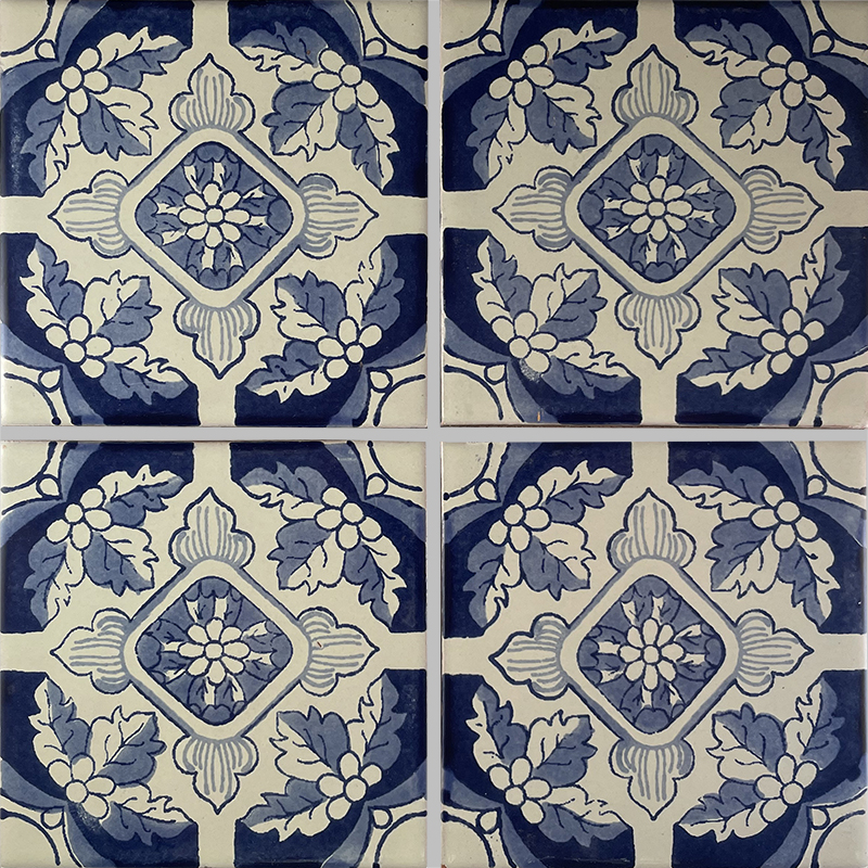 TalaMex Blue Poinsettias Talavera Mexican Tile Details