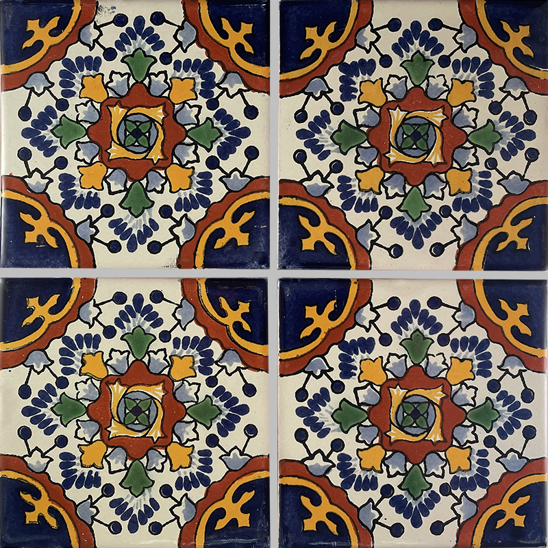 TalaMex Blue Gerona Talavera Mexican Tile Details