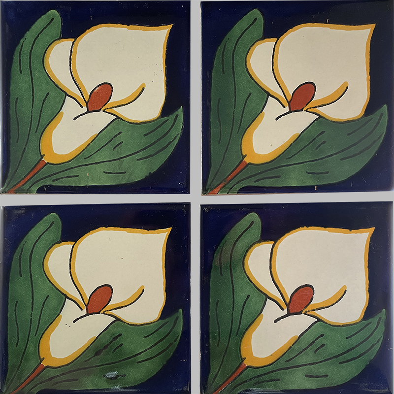 TalaMex Big Lily Talavera Mexican Tile Details