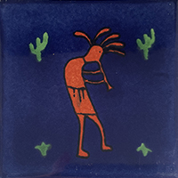 TalaMex Blue Kokopelli Talavera Mexican Tile