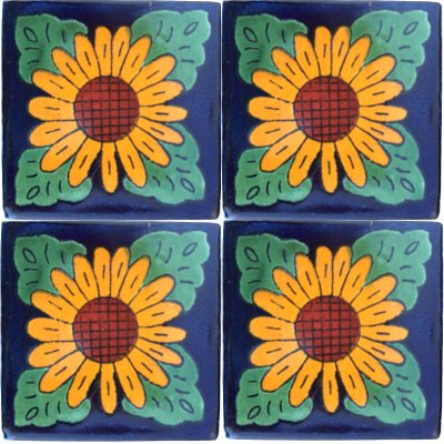 TalaMex Sunflower Talavera Mexican Tile Close-Up