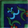 TalaMex Corner Blue Liz Flower Talavera Mexican Tile