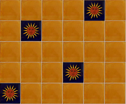 TalaMex Red Sun Talavera Mexican Tile Close-Up