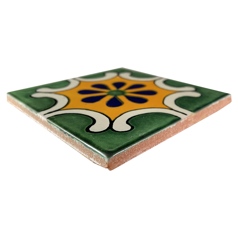 Arab Green Talavera Mexican Tile Close-Up
