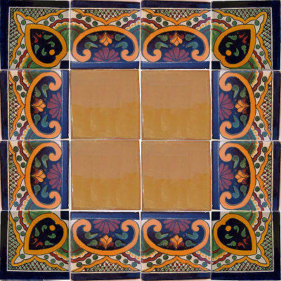 TalaMex Greca C Corner Talavera Mexican Tile Close-Up