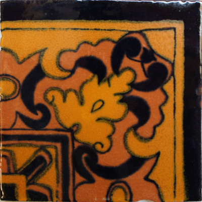 Black Mayan Corner Talavera Mexican Tile