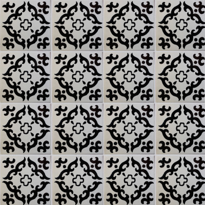 TalaMex Black Barroco Mexican Tile Close-Up