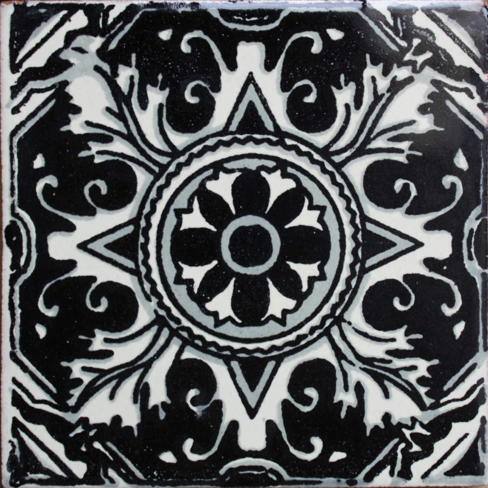 TalaMex Black Romalio Talavera Mexican Tile