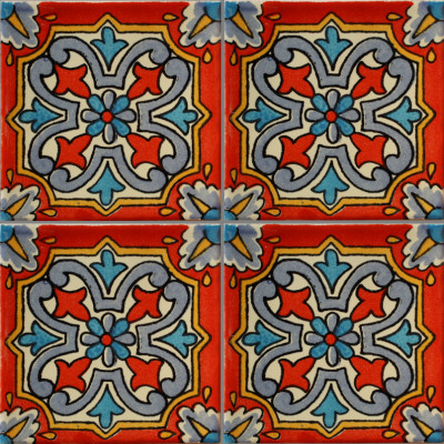 TalaMex Red Picota Talavera Mexican Tile Close-Up