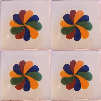 Colorful Spiral Talavera Mexican Tile Close-Up
