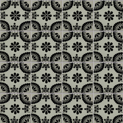 TalaMex Black Madrid Talavera Mexican Tile Close-Up