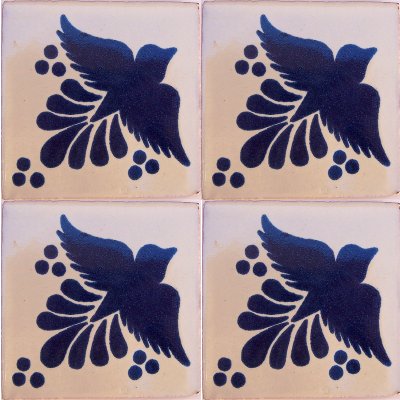 Blue Bird Talavera Mexican Tile Close-Up