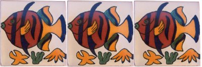 Tropical Sea Fish Talavera Mexican Tile Close-Up
