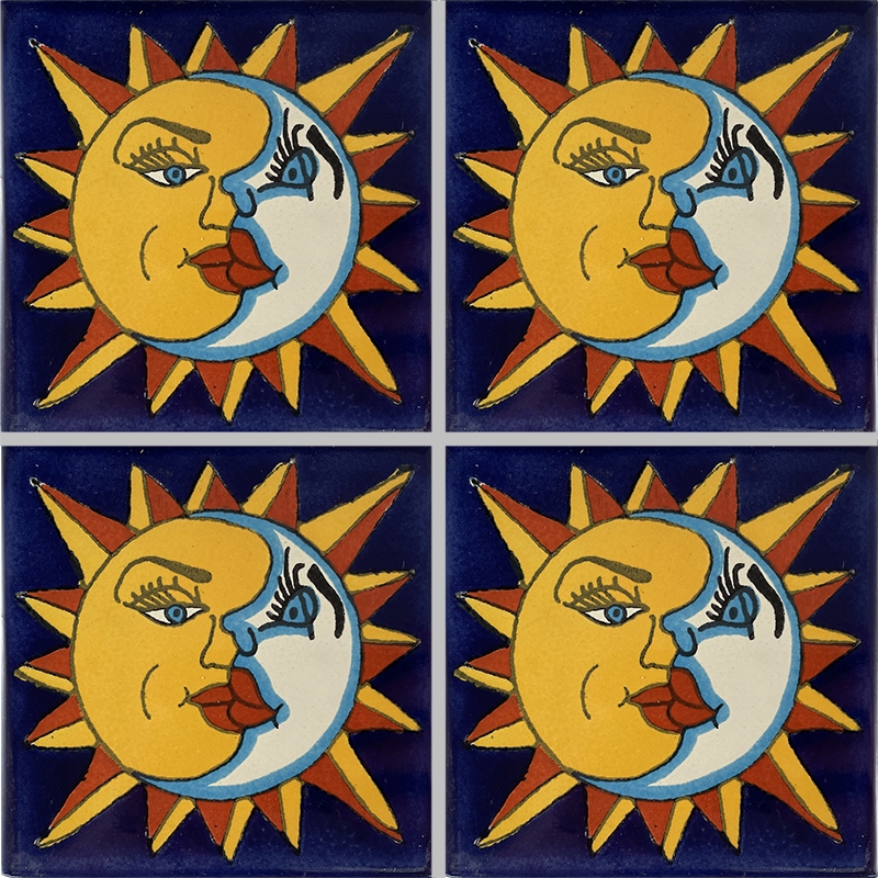 TalaMex Sun and Moon Talavera Mexican Tile Details
