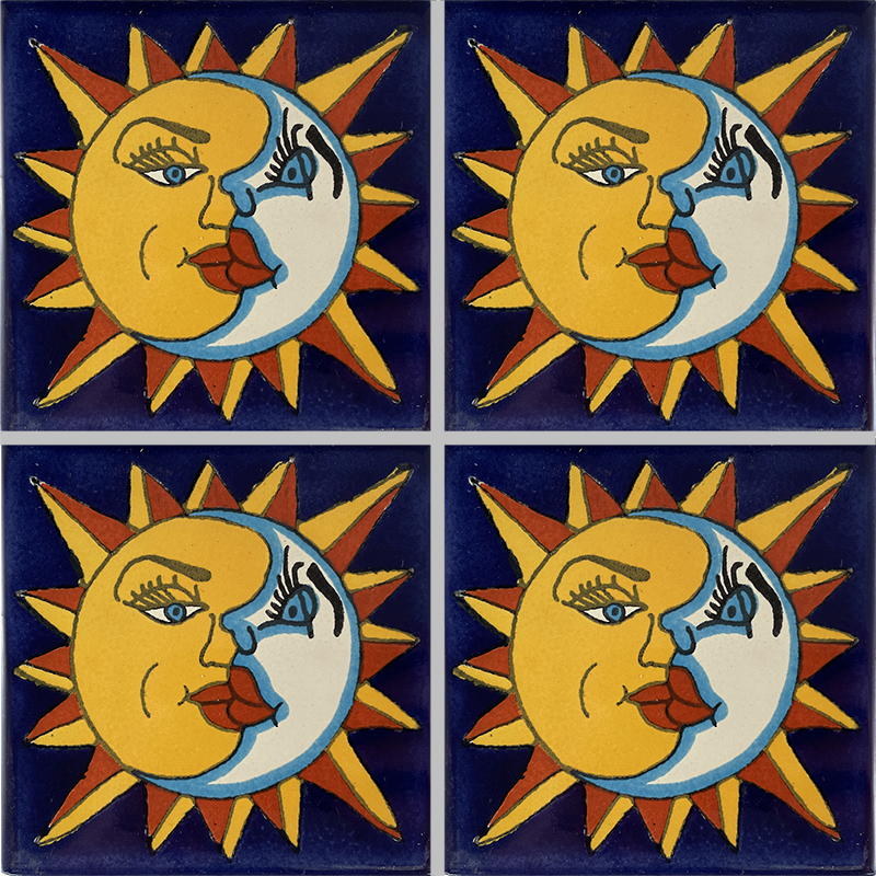 TalaMex Sun and Moon Talavera Mexican Tile Details