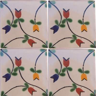 TalaMex Tulips Bower Talavera Mexican Tile Close-Up