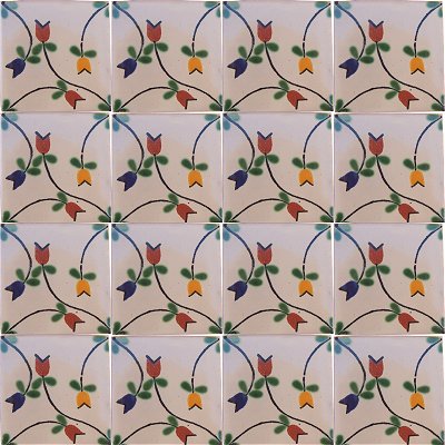 TalaMex Tulips Bower Talavera Mexican Tile Details