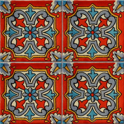 TalaMex Red Picota Talavera Mexican Tile Close-Up