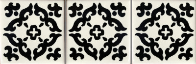 TalaMex Black Barroco Talavera Mexican Tile Close-Up