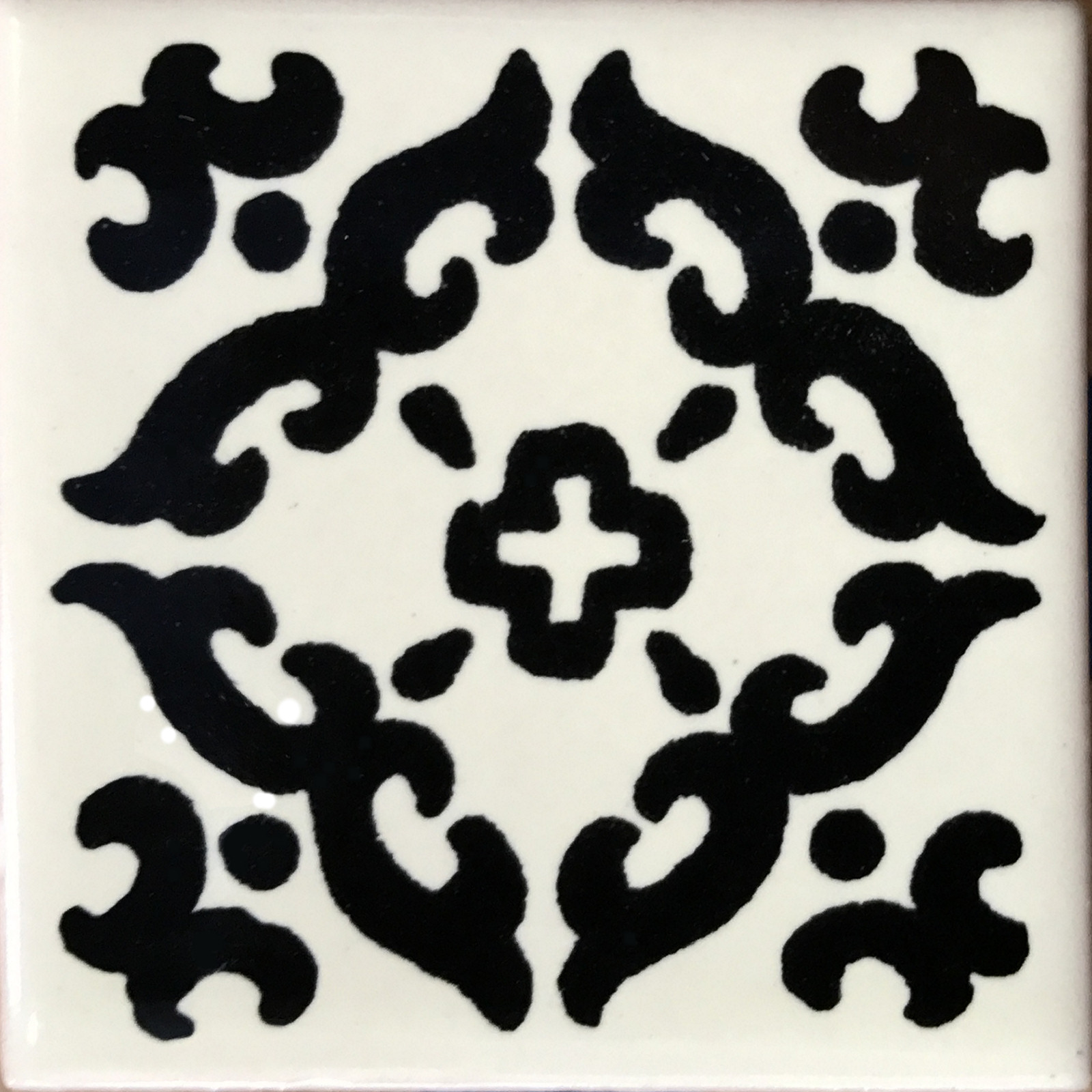 TalaMex Black Barroco Talavera Mexican Tile