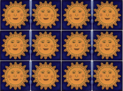 TalaMex Sun Face Talavera Mexican Tile Close-Up