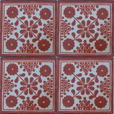 TalaMex Red Damasco Talavera Mexican Tile Close-Up
