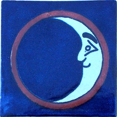 TalaMex Circle Moon Talavera Mexican Tile