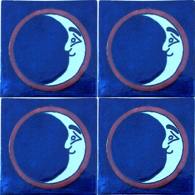 TalaMex Circle Moon Talavera Mexican Tile Close-Up