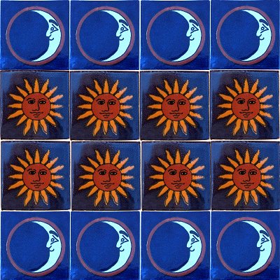 TalaMex Circle Moon Talavera Mexican Tile Details