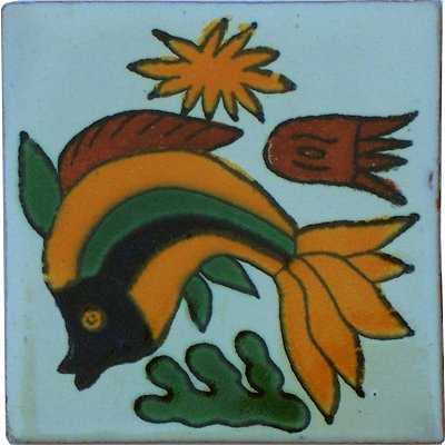 Striped Fish Talavera Mexican Tile