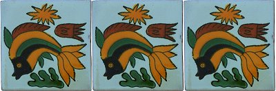 Striped Fish Talavera Mexican Tile Close-Up