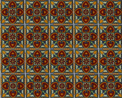 TalaMex Hearts Talavera Mexican Tile Close-Up