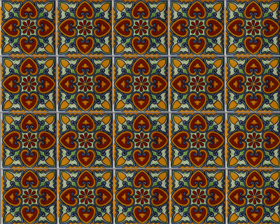 TalaMex Hearts Talavera Mexican Tile Close-Up