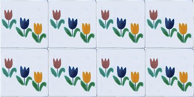 TalaMex Tulips Talavera Mexican Tile Close-Up