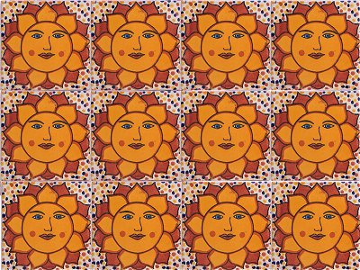 Sunface Talavera Mexican Tile Close-Up