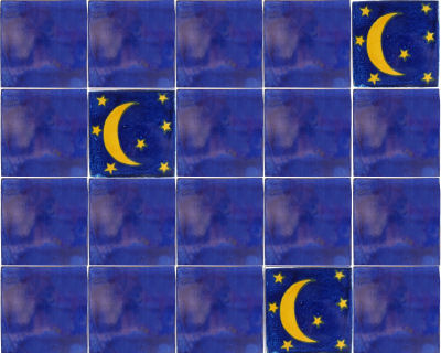 Yellow Moon Talavera Mexican Tile Close-Up
