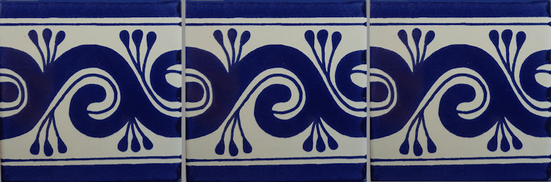 Caracol Azul Talavera Mexican Tile Close-Up