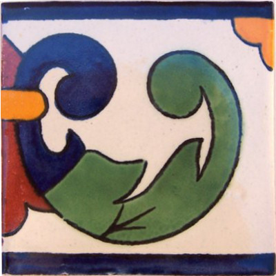 TalaMex Left Green Greca Talavera Mexican Tile
