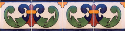 TalaMex Left Green Greca Talavera Mexican Tile Close-Up
