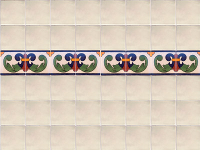 TalaMex Left Green Greca Talavera Mexican Tile Details