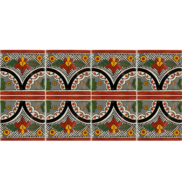 TalaMex Black Arc Talavera Mexican Tile Close-Up