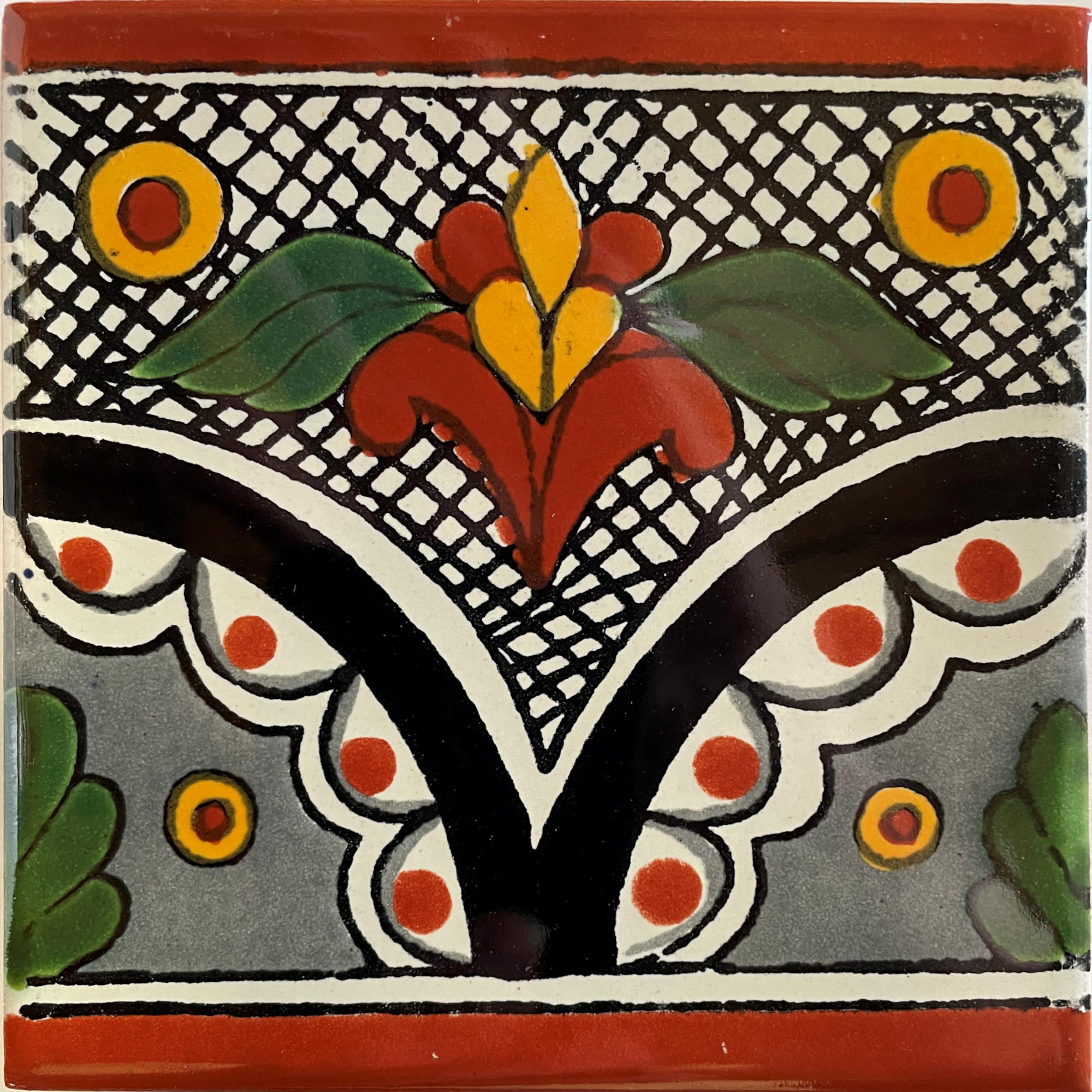 TalaMex Black Arc Talavera Mexican Tile