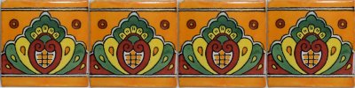 TalaMex Orange Royal Crown Talavera Mexican Tile Close-Up