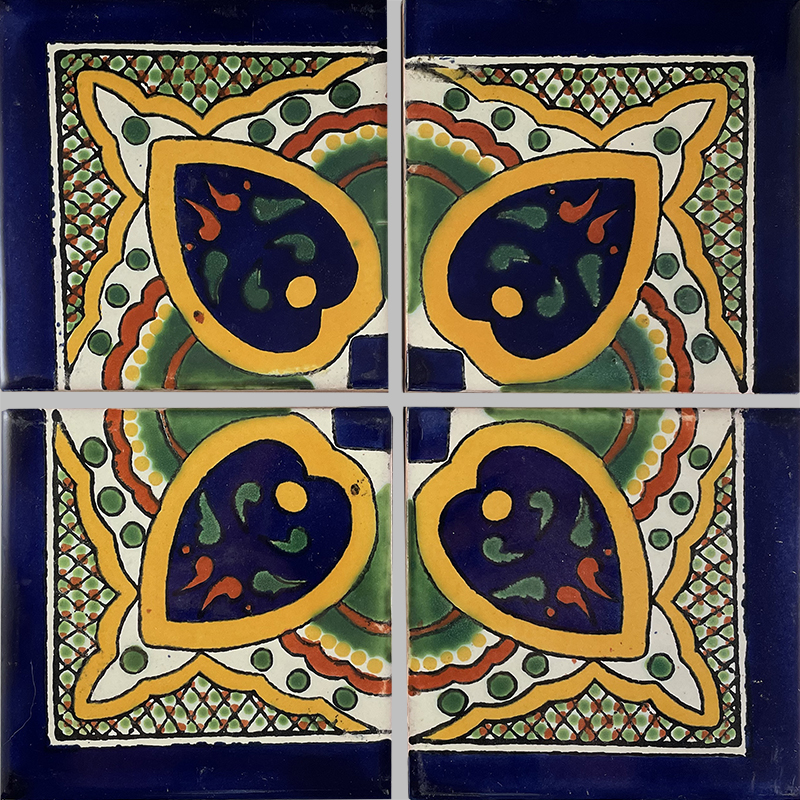 TalaMex Greca C Talavera Mexican Corner Tile Details