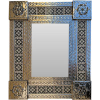 Small Silver Black Barroco Tile Mexican Mirror